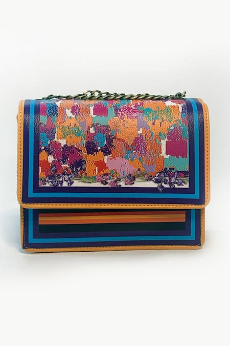 The Garnish Company_Multi Color Chains Kashi Printed Sling Bag _Online_at_Aza_Fashions