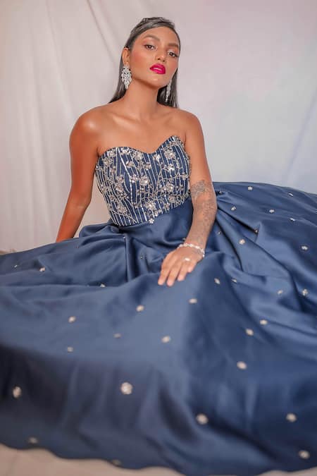 Parul Gandhi Bandeau Embroidered Gown 