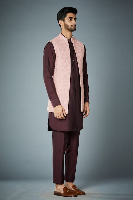 Buy Gargee Designers Pink Linen, Cotton, Silk Sequins, Embroidery Floral Bundi Set Online at Aza Fashions Buy_Gargee Designers_Pink Linen, Cotton, Silk Sequins, Embroidery Floral Bundi Set _Online_at_Aza_Fashions