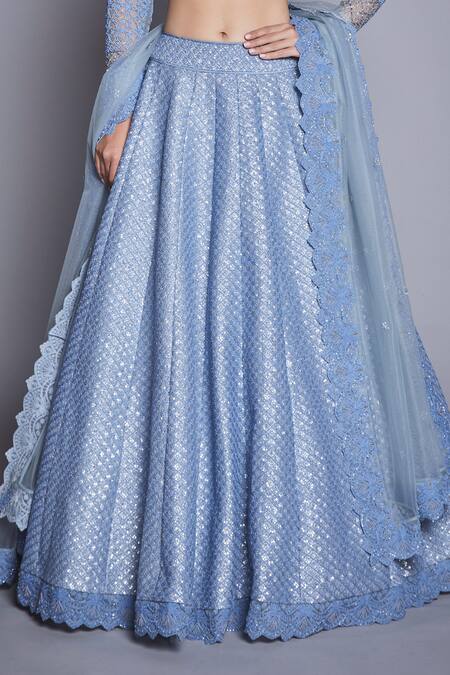 Buy Jade By Monica & Karishma Blue Raw Silk Round Embroidered Bridal Lehenga Set Online at Aza Fashions Buy_Jade By Monica & Karishma_Blue Raw Silk Round Embroidered Bridal Lehenga Set _Online_at_Aza_Fashions