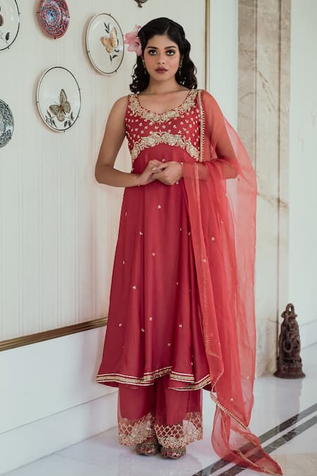 Shop Gul By Aishwarya Pink Satin , Organza Cutdana, Floral, Embroidered Anarkali Palazzo Set at Aza Fashions Shop_Gul By Aishwarya_Pink Satin , Organza Cutdana, Floral, Embroidered Anarkali Palazzo Set _at_Aza_Fashions