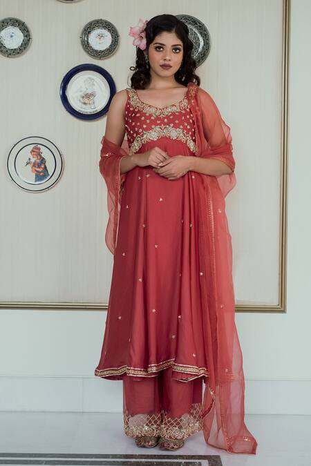 Gul By Aishwarya Pink Satin , Organza Cutdana, Floral, Embroidered Anarkali Palazzo Set Online at Aza Fashions Gul By Aishwarya_Pink Satin , Organza Cutdana, Floral, Embroidered Anarkali Palazzo Set _Online_at_Aza_Fashions