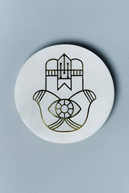 Cosy Dwellings_Multi Color 100 % Soy Wax, Marble Coasters With Earthy Amber Gift Opulence_Online_at_Aza_Fashions