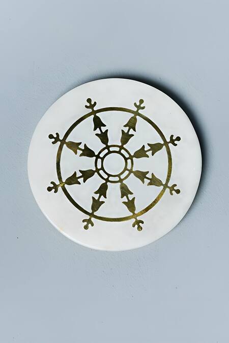 Shop_Cosy Dwellings_Multi Color 100 % Soy Wax, Marble Coasters With Earthy Amber Gift Opulence_Online_at_Aza_Fashions