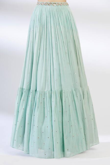 Shop Chamee And Palak Green Blended Georgette Embroidered Silk Lehenga Set Online at Aza Fashions Shop_Chamee And Palak_Green Blended Georgette Embroidered Silk Lehenga Set _Online_at_Aza_Fashions