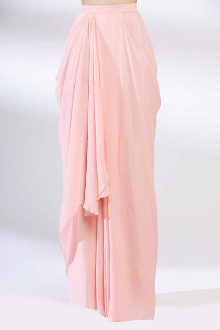 Shop_Chamee And Palak_Pink Raw Silk, Net, Blended Georgette Embroidered Lehenga Set _Online_at_Aza_Fashions