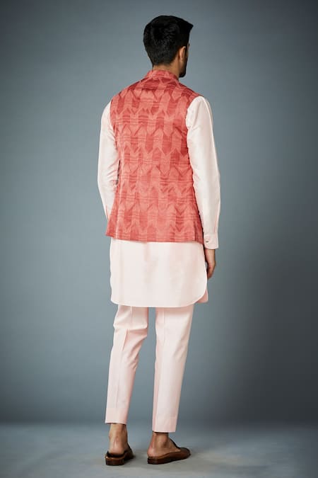 Gargee Designers Linen Embroidered Bundi & Kurta Set 
