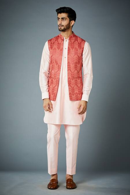 Buy_Gargee Designers_Coral Cotton Silk, Bundi Linen Shadow Thread Work Embroidered And Kurta Set _Online_at_Aza_Fashions