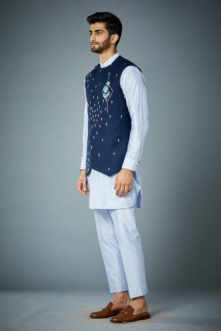 Buy Gargee Designers Blue Cotton , Bundi Matka Floral Placement And Embroidered & Kurta Set Online at Aza Fashions Buy_Gargee Designers_Blue Cotton , Bundi Matka Floral Placement And Embroidered & Kurta Set _Online_at_Aza_Fashions