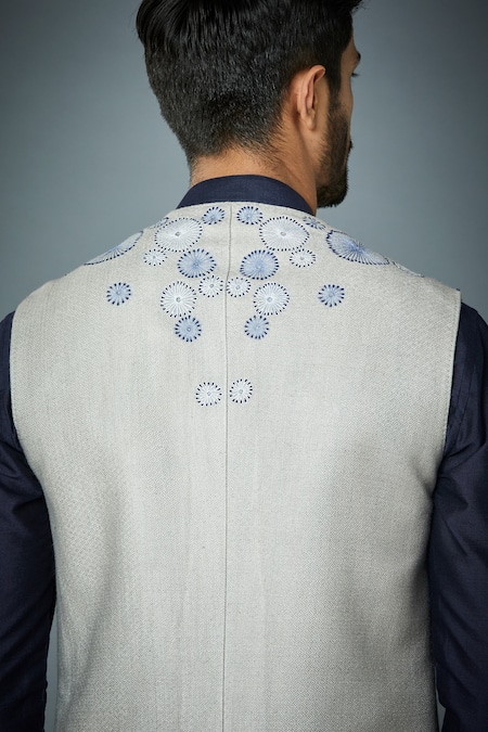 Gargee Designers Dandelion Pattern Bundi & Kurta Set 