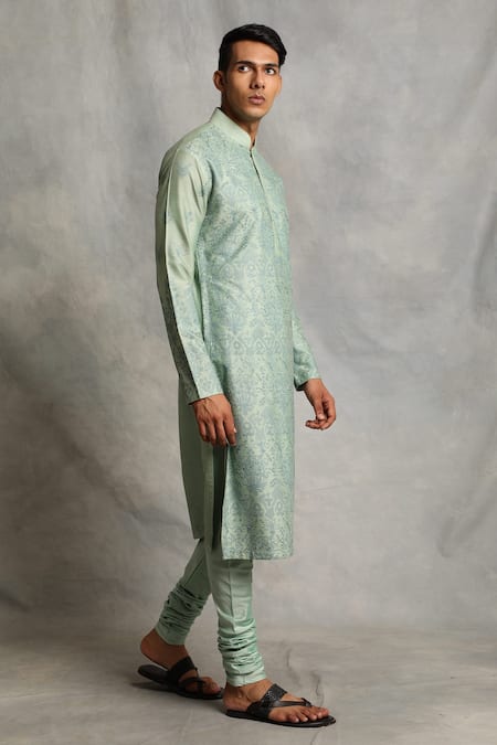 Gargee Designers_Green Kurta Cotton Silk Floral Embroidered Set _Online_at_Aza_Fashions