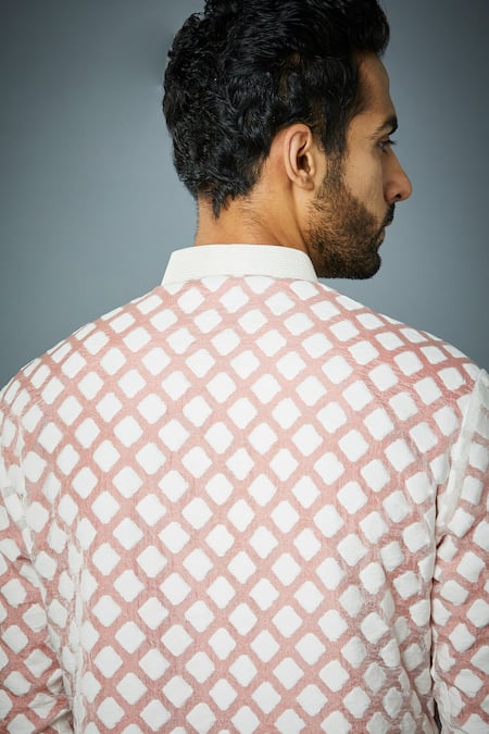 Gargee Designers White Cotton Silk, Kurta Tencel Diamond Motif Pattern Sheer Set at Aza Fashions Gargee Designers_White Cotton Silk, Kurta Tencel Diamond Motif Pattern Sheer Set _at_Aza_Fashions