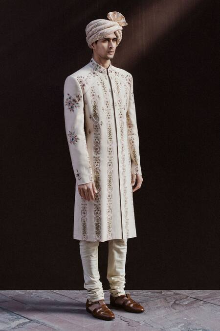 Gargee Designers Pink Cotton , Slub Floral Embroidered Sherwani Set Online at Aza Fashions Gargee Designers_Pink Cotton , Slub Floral Embroidered Sherwani Set _Online_at_Aza_Fashions