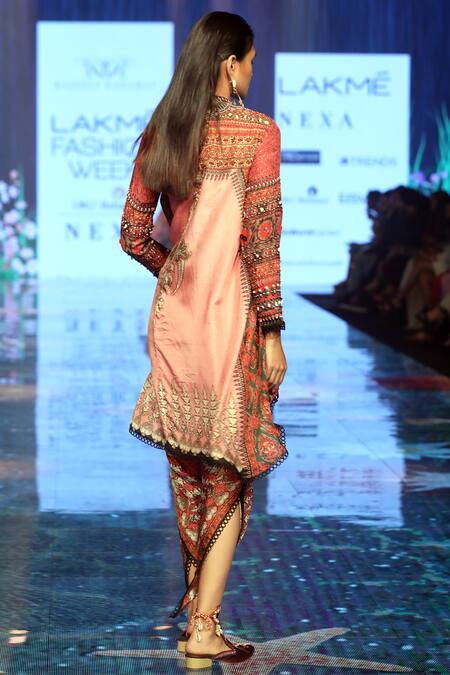 Shop_Rajdeep Ranawat_Pink 100% Silk Round Tunic And Dhoti Pant Set_at_Aza_Fashions