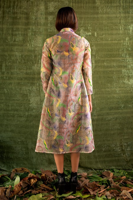 Shop Kritika Murarka Multi Color Handloom Organza Silk Jacket at Aza Fashions Shop_Kritika Murarka_Multi Color Handloom Organza Silk Jacket _at_Aza_Fashions