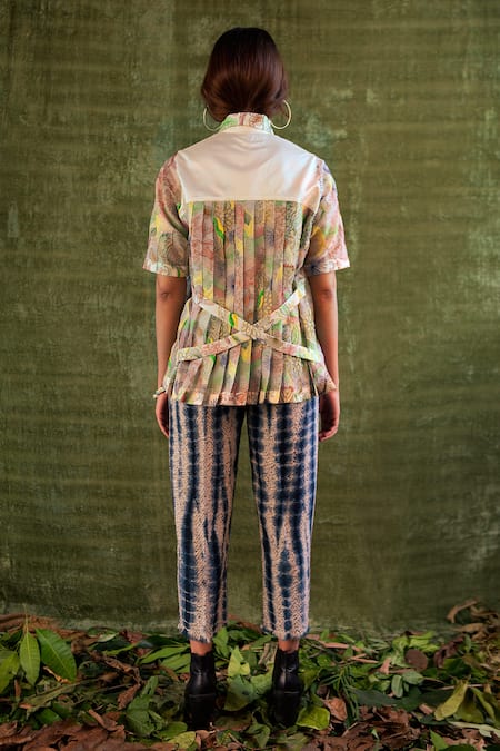 Shop Kritika Murarka Multi Color Handloom Organza Silk Shirt at Aza Fashions Shop_Kritika Murarka_Multi Color Handloom Organza Silk Shirt _at_Aza_Fashions