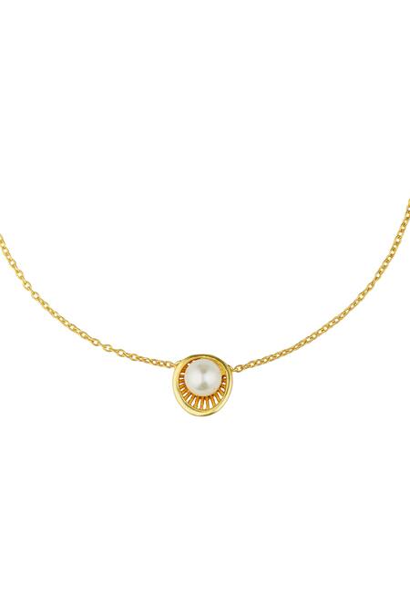 Buy_Zariin_Gold Plated Pearl Pendant Necklace _Online_at_Aza_Fashions