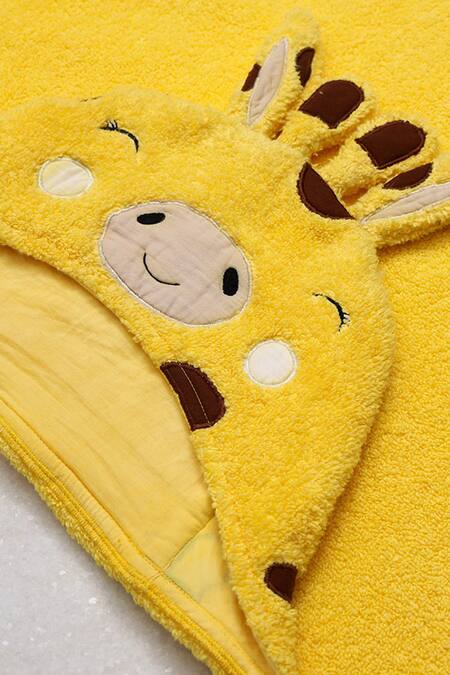 Little West Street_Yellow Terrycloth Giraffe Animal Baby Wrap Single Pc_Online_at_Aza_Fashions