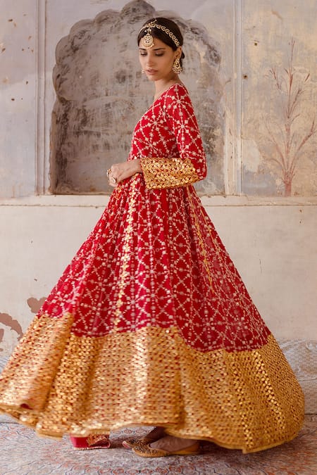 Buy Gulabo Jaipur Red Organza, Georgette Gota Patti Mallika Embroidered Anarkali With Dupatta Online at Aza Fashions Buy_Gulabo Jaipur_Red Organza, Georgette Gota Patti Mallika Embroidered Anarkali With Dupatta _Online_at_Aza_Fashions