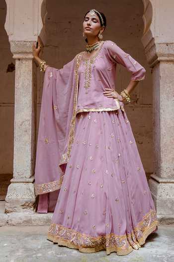 Buy Gulabo Jaipur Purple Georgette Gota Patti Scoop Neck Shagun Work Kurta Lehenga Set Online at Aza Fashions Buy_Gulabo Jaipur_Purple Georgette Gota Patti Scoop Neck Shagun Work Kurta Lehenga Set _Online_at_Aza_Fashions