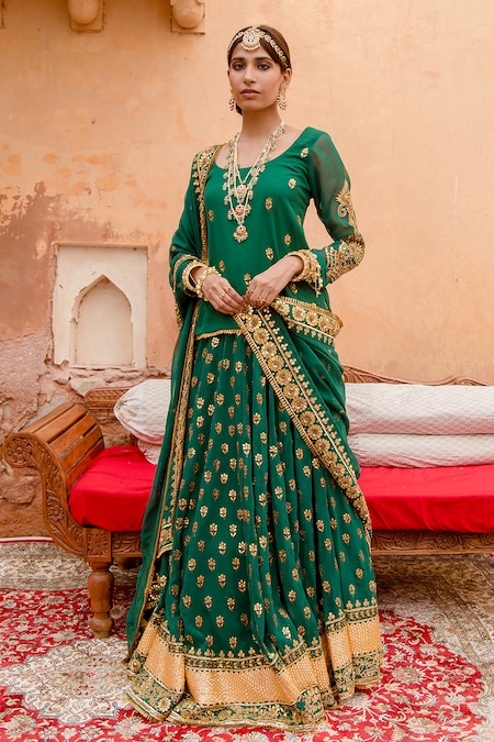 Sea Green Gota Patti Lehenga Set – Estie Couture