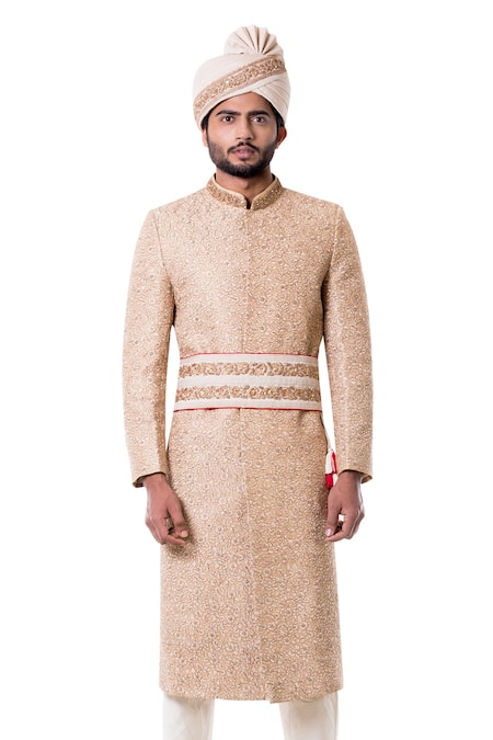 Smriti by Anju Agarwal Silk Embroidered Sherwani Set 