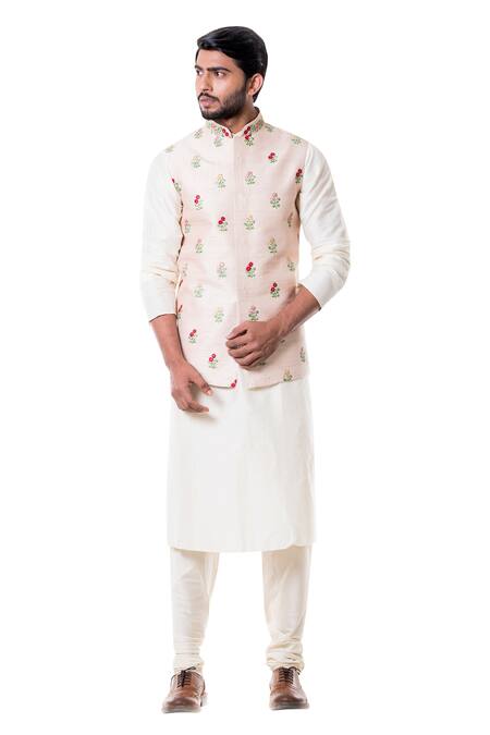 Smriti By Anju Agarwal Beige Raw , Cotton Embroidered Bundi And Kurta Set Online at Aza Fashions Smriti By Anju Agarwal_Beige Raw , Cotton Embroidered Bundi And Kurta Set _Online_at_Aza_Fashions