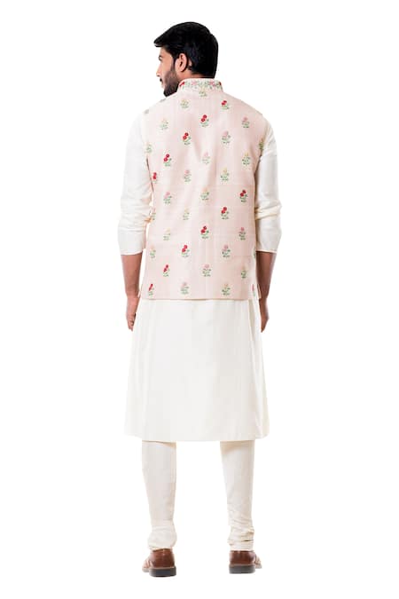 Shop Smriti By Anju Agarwal Beige Raw , Cotton Embroidered Bundi And Kurta Set at Aza Fashions Shop_Smriti By Anju Agarwal_Beige Raw , Cotton Embroidered Bundi And Kurta Set _at_Aza_Fashions