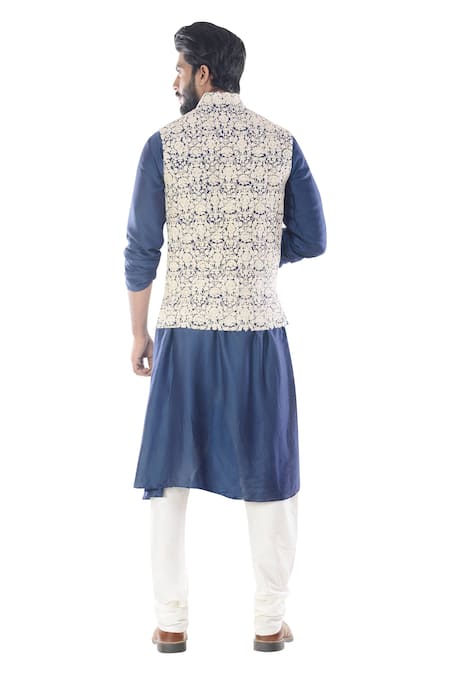 Smriti By Anju Agarwal Embroidered Bundi & Draped Kurta Set 