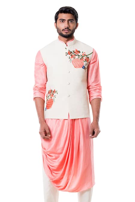 Smriti by Anju Agarwal Embroidered Bundi & Draped Kurta Set 