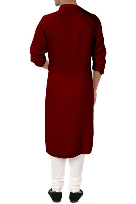 Shop Smriti By Anju Agarwal Maroon Asymmetric Kurta Set at Aza Fashions Shop_Smriti By Anju Agarwal_Maroon Asymmetric Kurta Set_at_Aza_Fashions