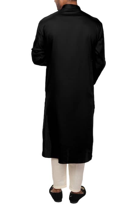 Shop Smriti By Anju Agarwal Black Cotton Silk Kurta Set at Aza Fashions Shop_Smriti By Anju Agarwal_Black Cotton Silk Kurta Set _at_Aza_Fashions