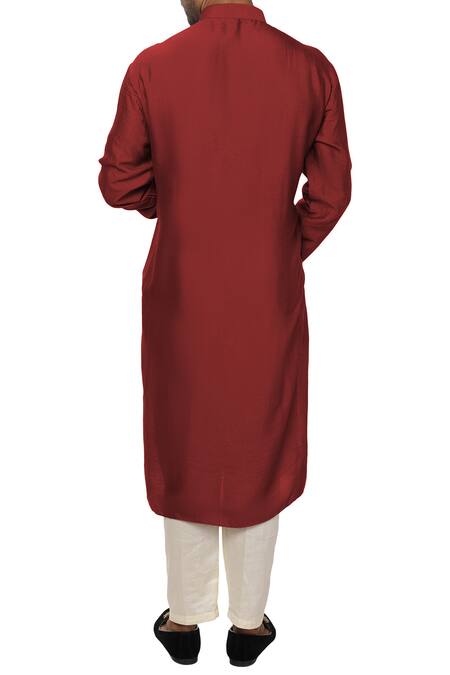 Shop Smriti By Anju Agarwal Maroon Cotton Silk Kurta Set at Aza Fashions Shop_Smriti By Anju Agarwal_Maroon Cotton Silk Kurta Set _at_Aza_Fashions