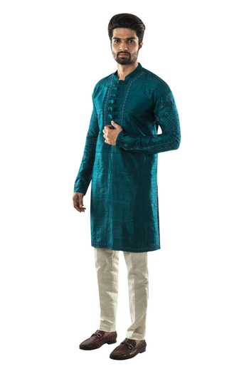 PAARSH Green Linen, Cotton Silk Embroidered Kurta Set Online at Aza Fashions PAARSH_Green Linen, Cotton Silk Embroidered Kurta Set _Online_at_Aza_Fashions
