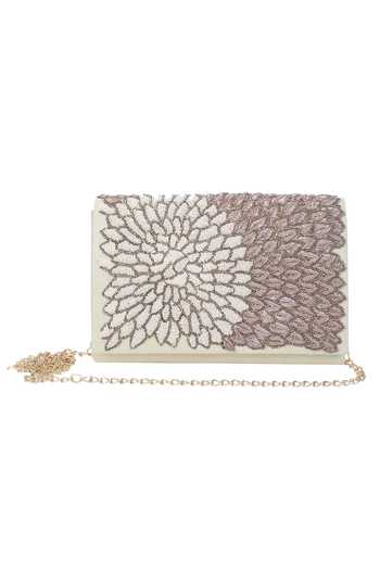 Buy_The Purple Sack_White Embroidery, Zari Flap Clutch With Sling _Online_at_Aza_Fashions