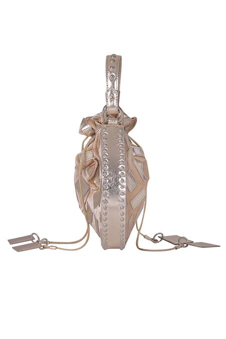 Shop_Kaeros_Gold Embroidered Velvet Potli Bag_Online_at_Aza_Fashions