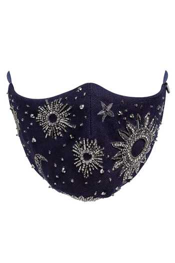 Gaya_Blue Embellished Face Mask Single Pc_Online_at_Aza_Fashions