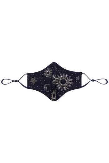 Buy_Gaya_Blue Embellished Face Mask Single Pc_Online_at_Aza_Fashions