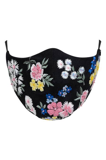 Gaya_Black Embroidery Face Mask Single Pc_Online_at_Aza_Fashions