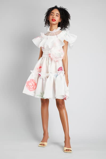 Gauri & Nainika Printed Ruffle Dress 