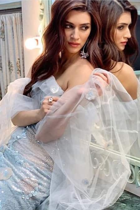 Shop Gauri & Nainika Blue Tulle Sweetheart Neck Off Shoulder Sequin Dress at Aza Fashions Shop_Gauri & Nainika_Blue Tulle Sweetheart Neck Off Shoulder Sequin Dress _at_Aza_Fashions