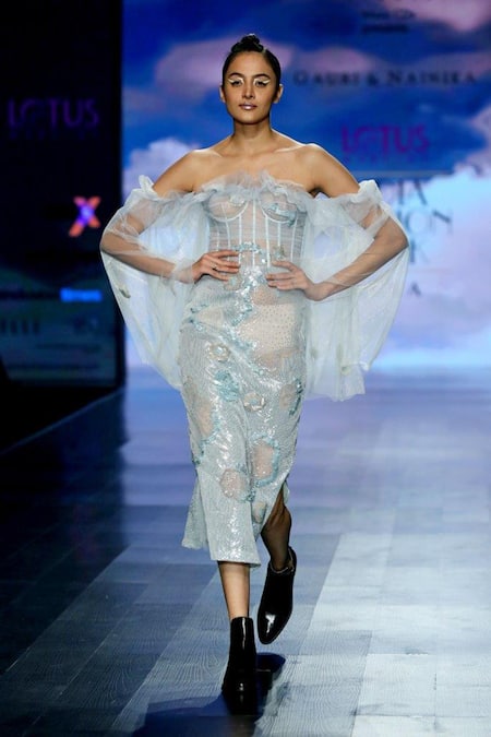 Buy Gauri & Nainika Blue Tulle Sweetheart Neck Off Shoulder Sequin Dress Online at Aza Fashions Buy_Gauri & Nainika_Blue Tulle Sweetheart Neck Off Shoulder Sequin Dress _Online_at_Aza_Fashions