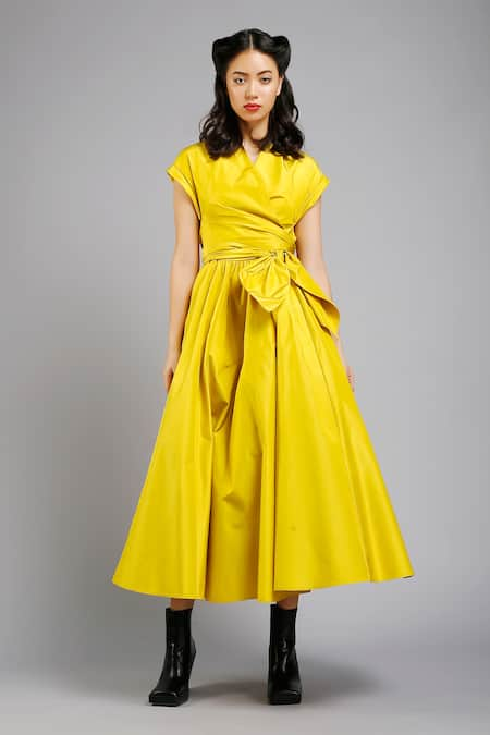 Yellow cheap taffeta dress