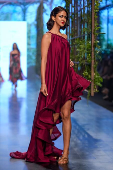 Gauri & Nainika Purple Viskolyk One Shoulder Gown Online at Aza Fashions Gauri & Nainika_Purple Viskolyk One Shoulder Gown _Online_at_Aza_Fashions