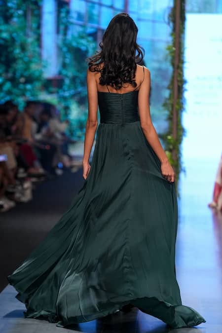 Gauri & Nainika Spaghetti Strap Fluted Gown 