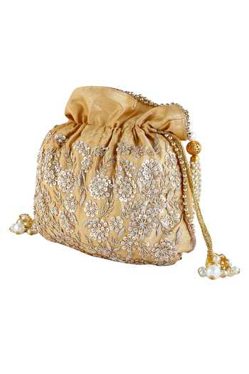 Buy_The Purple Sack_Gold Embroidery Potli Bag _Online_at_Aza_Fashions