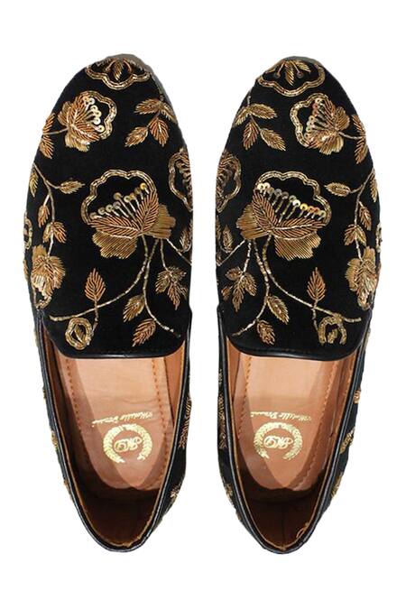 Domani Black Handcrafted Velvet Loafers Online at Aza Fashions Domani_Black Handcrafted Velvet Loafers _Online_at_Aza_Fashions