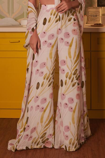 Shop House Of Hiya White Crop Top And Palazzo , Shantoon Lining Cape Printed & Set Online at Aza Fashions Shop_House Of Hiya_White Crop Top And Palazzo , Shantoon Lining Cape Printed & Set _Online_at_Aza_Fashions