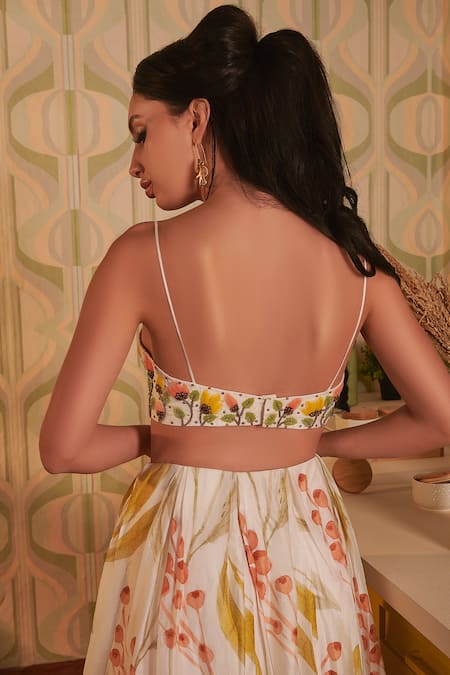 Shop House Of Hiya White Blouse And Lehenga Chanderi & Shantoon Lining Dupatta Printed Set at Aza Fashions Shop_House Of Hiya_White Blouse And Lehenga Chanderi & Shantoon Lining Dupatta Printed Set _at_Aza_Fashions