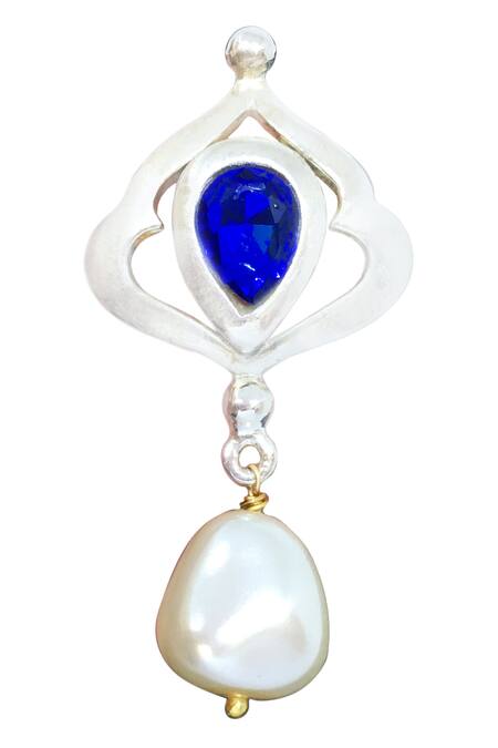 Shop_Ornamaas_Silver Plated Swarovski Bead Drop Danglers_Online_at_Aza_Fashions